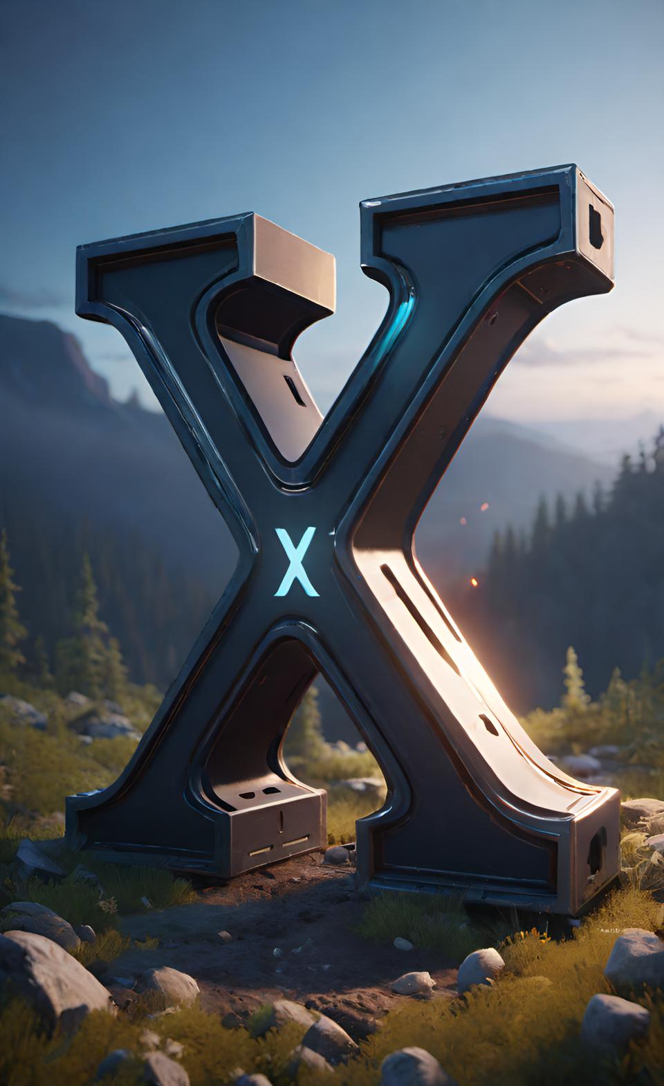 Elon Musk will Geld für´s Posten 3D-Grafik eines großen X